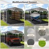 Outdoor Carport, Metal Iron Heavy Duty Carport, Galvanized Metal Roof, Car Canopy Metal Garage for Car, Pickup, Boats and Tractors - 3 of 4