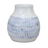 HomeRoots Set of Two White and Blue Ceramic Striped Round Table Vase - 4 of 4