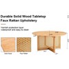 Round Coffee Table With Rattan Accents Modern Circle Center Table,Natural Wood - 4 of 4
