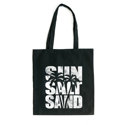 City Creek Prints Sun Salt Sand Canvas Tote Bag - 15x16 - Black