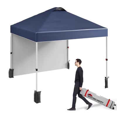 Canopy Tent 10x10 Ft, Pop Up Tent Canopy with 1 Sidewall, Instant Outdoor Tent with 4 Sand Bags, Adjustable Legs, Wheeled Carry