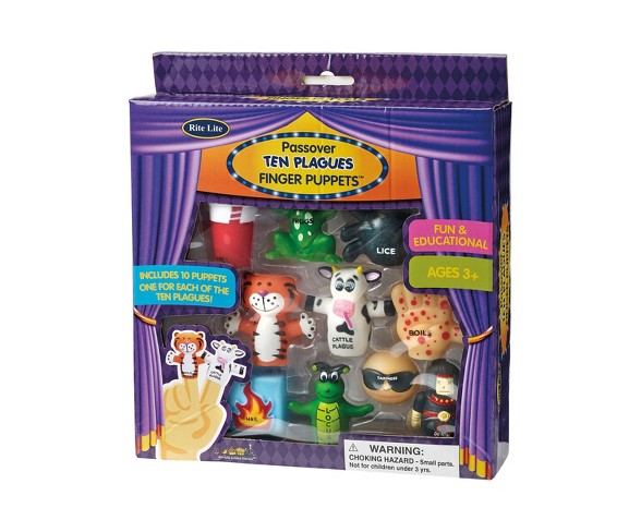 10pc Shulsinger Judaica Ten Plague Vinyl Finger Puppets