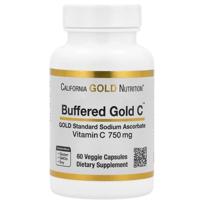 California Gold Nutrition Buffered Gold C, GOLD Standard Sodium Ascorbate (Vitamin C), 60 Veggie Capsules