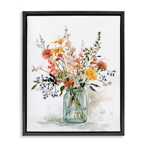 Stupell Industries Warm Summer Floral Bouquet Floating Frame Canvas Art - 1 of 4