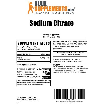 BulkSupplements Sodium Citrate Powder