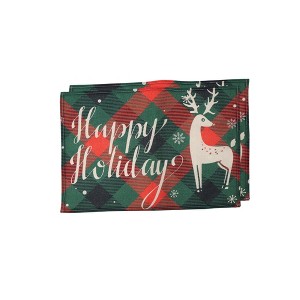 Unique Bargains Christmas Place Mats Linen Red Green 13"x17.7" 2 Pcs - 1 of 4