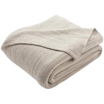 Loveable Knit Throw Blanket - Light Grey/Natural - 50" x 60" - Safavieh .