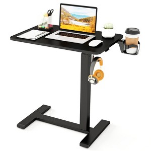 Tangkula Mobile Standing Desk Height Adjustable Overbed Bedside Table w/ Cup Holder & Headphone Hook - 1 of 4