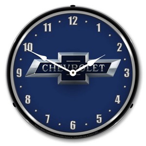 Collectable Sign & Clock | Chevrolet Bowtie 100th Anniversary LED Wall Clock Retro/Vintage, Lighted - 1 of 3