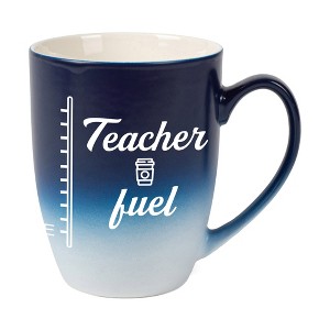 Elanze Designs Teacher Fuel Two Toned Ombre Matte Navy Blue and White 12 ounce Ceramic Stoneware Coffee Cup Mug - 1 of 4