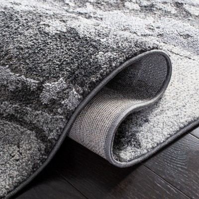 Pacific Gray Marble Design Synthetic Runner Rug