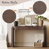 Entryway Table with Natural Wood Grain Finish, Oval Console Table with Fluted Legs and 2 Drawers, Modern Solid Wood Table for Living Room-Koiai - 3 of 4