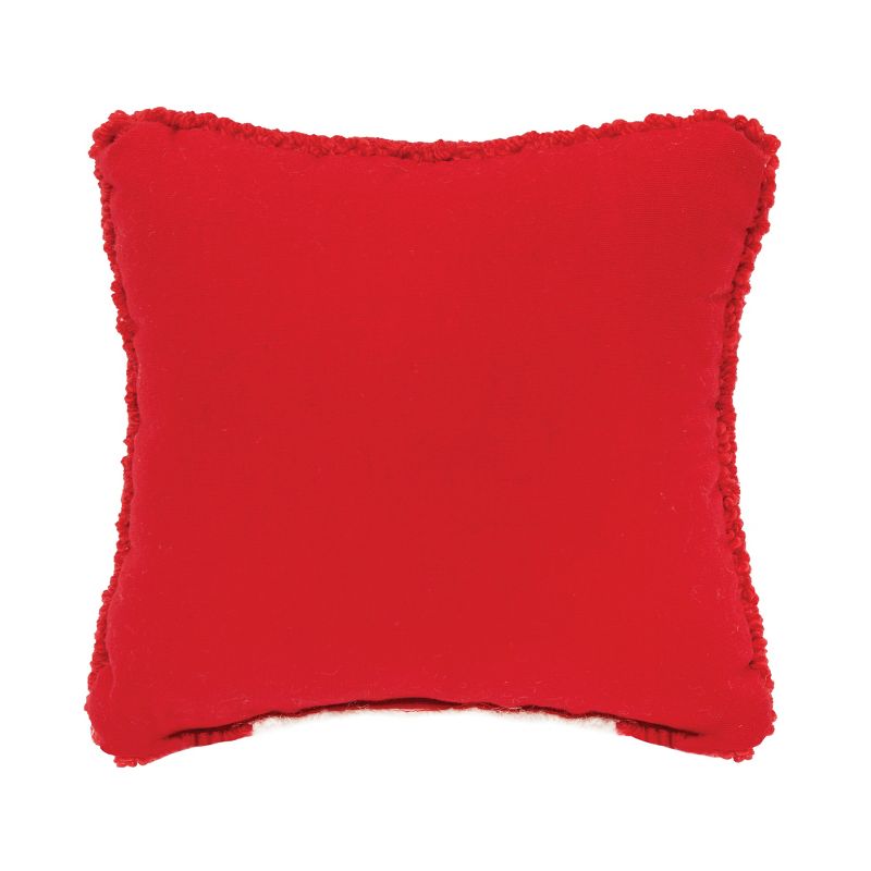 C&F Home 8" x 8" Christmas Peek-A-Boo Elf Face on Red Background Petite Accent Hooked Throw Pillow, 2 of 6