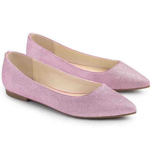 Allegra K Women's Glitter Pointed Toe Slip On Ballet Flats Shoes 6 Pink :  Target
