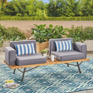 CAVINAS Patio Chairs Sets with Coffee Table, Industrial Style Outdoor Loveseat, Modern Outdoor Sectional Furniture for Backyard - 1 of 4