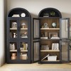 Arched Bookshelf with Doors Farmhouse Bookcase Display Storage Shelves 71.4in Tall Wooden Display Cabinet Rounded Bookcases - 3 of 4