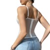 Women's Straps Mesh Lace Up Back Bustier Cami Corset Top with Curved Trim Fashionable Bustier Fishbone Top - 2 of 4