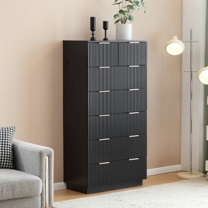 KTMBDW Fluted 7 Drawer Dresser for Bedroom, Modern Drawer Dressers with Metal Handles of Drawers, Wood Drawer Organizer for Bedroom, Living Room - 1 of 4