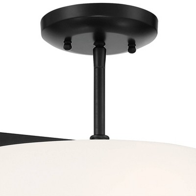 First Avenue Coal 16" Semi-Flush Ceiling Light with Etched White Glass