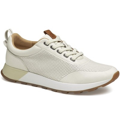 Johnston & Murphy Men’s Kinnon Perfed Jogger Sneaker, White Full Grain, Size 12