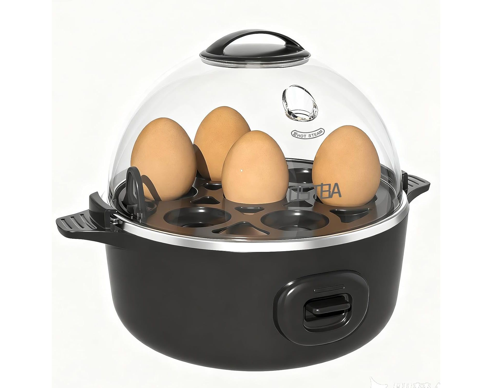 OSTBA 7-Egg Electric Cooker with Musical Buzzer & Overheat Protection, Rapid Boiler for Hard, Soft & Medium Eggs, Black