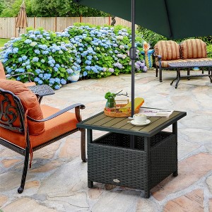 Syemin Patio Side Table, 2-Tier Outdoor Coffee Table, Patio Furniture for Drinks, Dining, Games, Storage, Black, 21.75"*21.75"*18" - 1 of 4