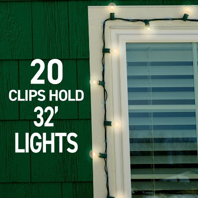 Clear Outdoor Light Clips with Adhesive Strips, 30-Pack