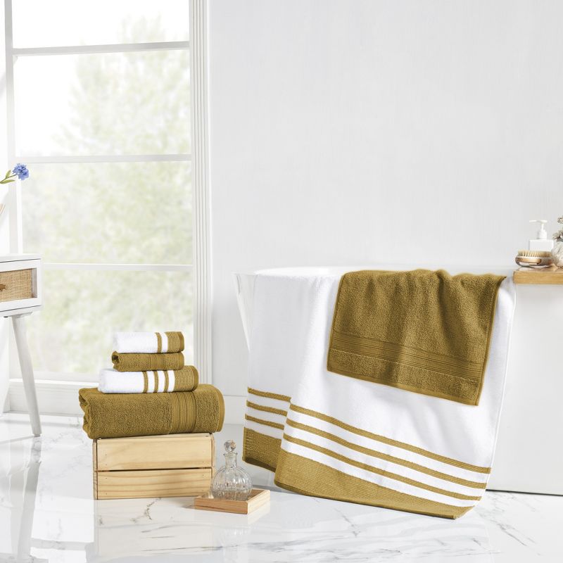 Modern Threads 6 Piece Bath Towel Set, Quick Dry Striped, Reinhart., 2 of 4