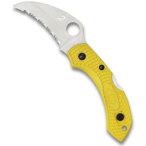 Spyderco Dragonfly 2 Salt Folding Pocket Knife with 2.3" H-2 Hawkbill Blade | Get Superior Cutting Performance with the Fully Serrated SpyderEdge - 1 of 4