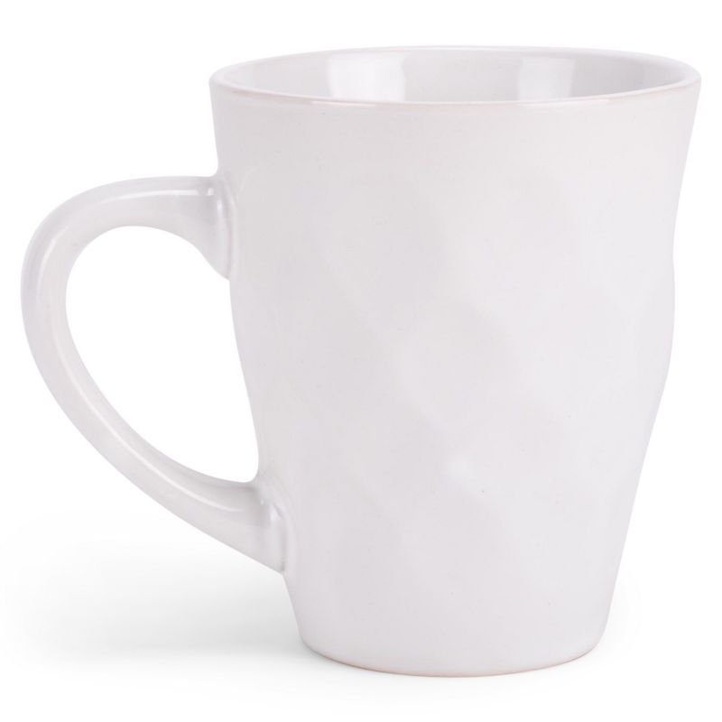 Elanze Designs Dimpled White 12 ounce Glossy Ceramic Mugs Matching Set of 4, 2 of 6