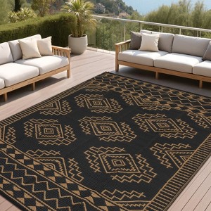 Large Outdoor Plastic Straw Rug Waterproof Patio Rug with Stakes, Foldable Portable Camping Mat - 1 of 4