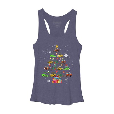 Women's Design By Humans Christmas Tractor Tree Gift Farmer Shirts Funny Tractor Xmas By VitMon Racerback Tank Top