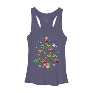 Women's Design By Humans Christmas Tractor Tree Gift Farmer Shirts Funny Tractor Xmas By VitMon Racerback Tank Top - 1 of 3