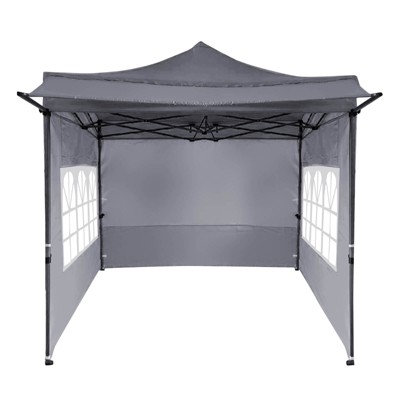 Costway 10 x 10 FT Pop up Canopy Tent with Sidewalls & Awning, Wheeled Bag, Sandbags, Stake Pink/White/Gray