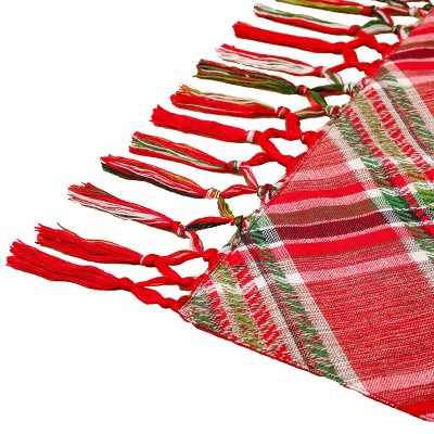 52" Red Tree Skirt with Snowflake Embroidery and White Dots