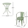 VisioGear Patio Bistro Sets, 3 Pieces Patio Dining Sets with Metal Table Top for Backyard or Poolside, Green, 20.75"*20.5"*30.25" - 3 of 4