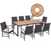 Tangkula 9 PCS Patio Rattan Dining Set w/ Acacia Wood Table 1.9" Umbrella Hole - 3 of 4