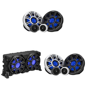Kicker Marine (2) 51MSS65 Premium 6.5" Components & 51MWLE104 10" Loaded Enclosure, LED Marine Audio Upgrade - 1 of 4