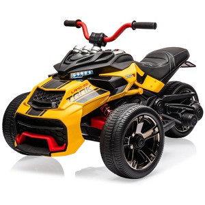 Jojoka 12V Ride On ATV Electric Motorcycle Battery Powered 3 Wheeler w/Led Lights,High & Low Speed,Horn,Music,USB,Treaded Tires - 1 of 4