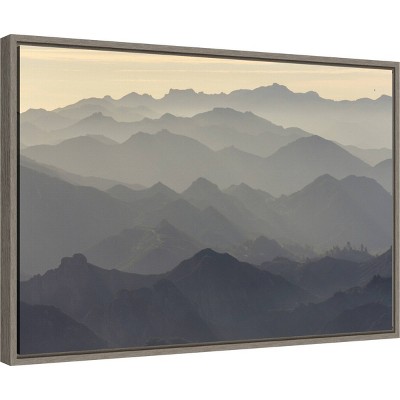 23" x 16" Graywash Framed Canvas Print of Santa Monica Mountains