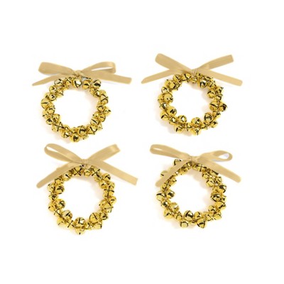 Set of Four Jingle Bells Napkin Rings - Gold - Shiraleah