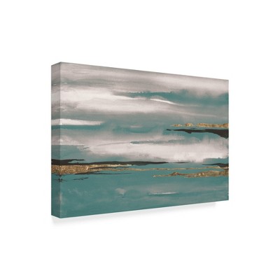 Trademark Fine Art -Chris Paschke 'Gilded Storm I Teal Grey' Canvas Art