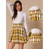 INSPIRE CHIC Women's Vintage Plaid Double Breasted A-Line Pleated Mini Skirt - 2 of 4