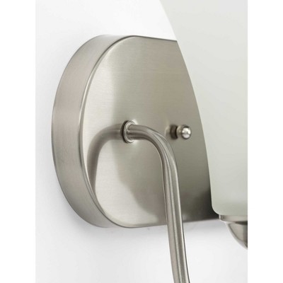 Classic Brushed Nickel 2-Light Bath Vanity with Etched Glass Shades