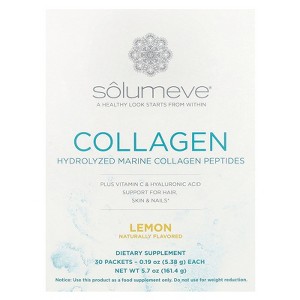 Solumeve Marine Collagen Peptides Plus Vitamin C and Hyaluronic Acid, Lemon, 30 Packets, 0.19 oz (5.38 g) Each - 1 of 4