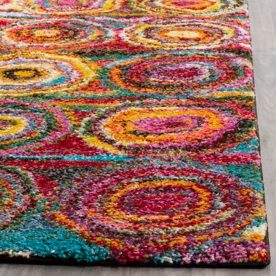 Colorful Abstract Red and Multi Shag Rug for Kids