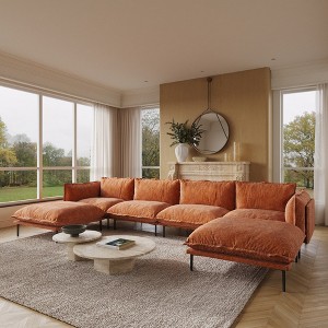 147" Modern U-Shaped Couch for Living Room,VelvetWJShome  Modular Sectional Sofa with Chaise,8" High Metal Legs, Easy to Clean - 1 of 4