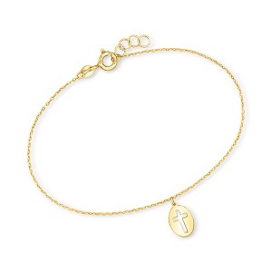 Ross-Simons Italian 10kt Yellow Gold Cross Cut-Out Charm Bracelet. 6.5 inches - 1 of 3