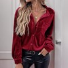 Women's Long - Sleeve Velveteen Button - Down Shirt with Chest Pocket - 4 of 4