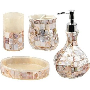 Creative Scents Decorative Mother of Pearl Bathroom Accessories Set - 1 of 4